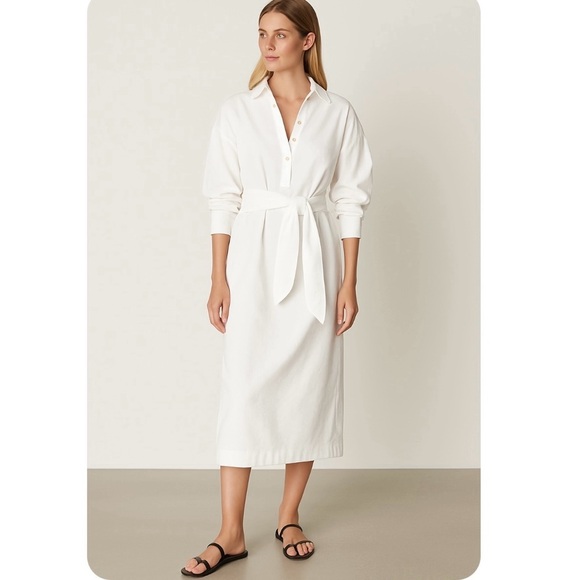 Maxi Shirt Theory White Shirt Dress Lace Midi Dress Plain White Shift Dress  STAUD Lisa Front